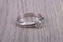 Load image into Gallery viewer, Minimalistic 0.37ct Round cut Diamond set 18ct White Gold Solitaire, British Hallmarked