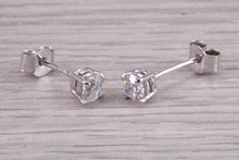 Load image into Gallery viewer, Half carat Natural Diamond Solitaire set 18ct White Gold Stud Earrings, British Hallmarked