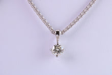 Load image into Gallery viewer, 0.42 carat Simple Diamond Solitaire set 18ct White Gold Necklace, British Hallmarked, Nice Sturdy Good Quality Chain