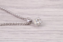 Load image into Gallery viewer, 0.42 carat Simple Diamond Solitaire set 18ct White Gold Necklace, British Hallmarked, Nice Sturdy Good Quality Chain