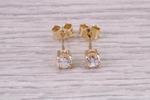 Load image into Gallery viewer, 1.05ct Natural Round cut Diamond Solitaire stud Earrings With Matching Necklace set in 18ct Yellow Gold, British Hallmarked