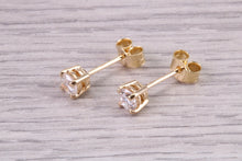 Load image into Gallery viewer, 1.05ct Natural Round cut Diamond Solitaire stud Earrings With Matching Necklace set in 18ct Yellow Gold, British Hallmarked