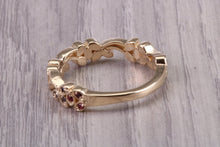 Load image into Gallery viewer, 4 mm Wide Multi Gemstone set Yellow Gold Ring, Solid Yellow Gold With British Hallmark