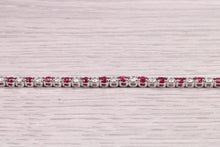 Load image into Gallery viewer, Four carats Natural Rubies and Diamonds set Solid White Gold Tennis Bracelet, British Hallmarked