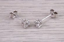 Load image into Gallery viewer, Half carat Natural Diamond Solitaire set 18ct White Gold Stud Earrings, British Hallmarked