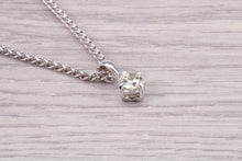 Load image into Gallery viewer, 0.42 carat Simple Diamond Solitaire set 18ct White Gold Necklace, British Hallmarked, Nice Sturdy Good Quality Chain