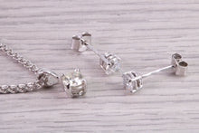 Load image into Gallery viewer, Natural Round cut Diamond Solitaire stud Earrings With Matching Necklace set in 18ct White Gold, British Hallmarked