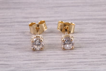 Load image into Gallery viewer, 1.05ct Natural Round cut Diamond Solitaire stud Earrings With Matching Necklace set in 18ct Yellow Gold, British Hallmarked