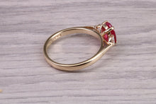 Load image into Gallery viewer, Natural Ruby and Diamond Trilogy set Yellow Gold Ring, 1.35ct Gemstone Weight, British Hallmarked