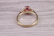 Load image into Gallery viewer, Natural Ruby and Diamond Trilogy set Yellow Gold Ring, 1.35ct Gemstone Weight, British Hallmarked