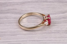 Load image into Gallery viewer, Natural Ruby and Diamond Trilogy set Yellow Gold Ring, 1.35ct Gemstone Weight, British Hallmarked
