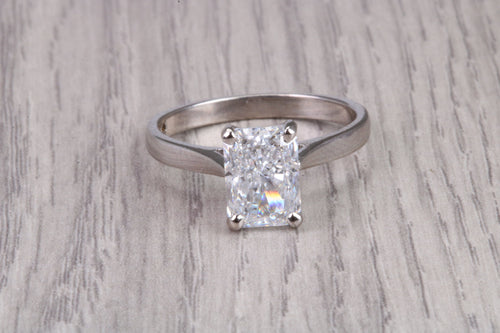 Two carat D VS 1 Graded Certified Radiant cut Diamond set Solitaire