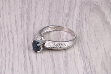 Load image into Gallery viewer, Oval cut Blue Sapphire and Diamonds set Platinum Ring, British Hallmarked