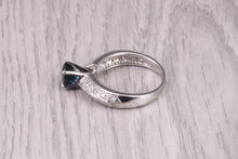 Load image into Gallery viewer, Oval cut Blue Sapphire and Diamonds set Platinum Ring, British Hallmarked