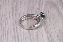 Load image into Gallery viewer, Oval cut Blue Sapphire and Diamonds set Platinum Ring, British Hallmarked