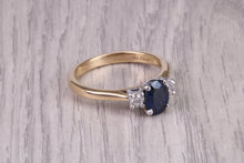 Load image into Gallery viewer, Traditional Sapphire and Diamond Two Tone Trilogy Ring, Made From 18ct Yellow and Platinum