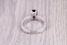 Load image into Gallery viewer, Two carat Rectangle Emerald cut Blue Sapphire and Diamonds set 18ct White Gold Ring, Diamond Encrusted Shank