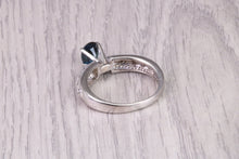 Load image into Gallery viewer, Oval cut Blue Sapphire and Diamonds set Platinum Ring, British Hallmarked