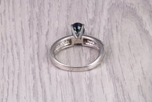 Load image into Gallery viewer, Oval cut Blue Sapphire and Diamonds set Platinum Ring, British Hallmarked