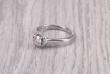Load image into Gallery viewer, Dainty Halo Diamond set Engagement Ring, GIA Certified Diamond
