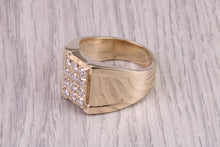 Load image into Gallery viewer, Half carat set Chunky and Very Dressy Gents Natural Diamond set Signet Ring, Made From Solid Yellow Gold, British Hallmarked