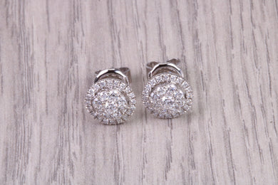 Half carat Diamond Cluster set 18ct White Gold Stud Earrings