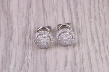 Load image into Gallery viewer, Half carat Diamond Cluster set 18ct White Gold Stud Earrings