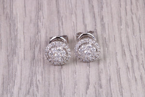 Half carat Diamond Cluster set 18ct White Gold Stud Earrings