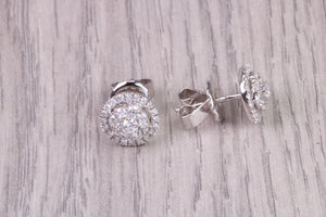 Half carat Diamond Cluster set 18ct White Gold Stud Earrings