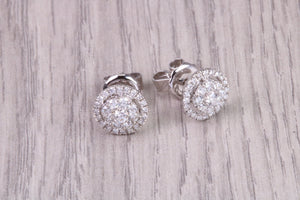 Half carat Diamond Cluster set 18ct White Gold Stud Earrings