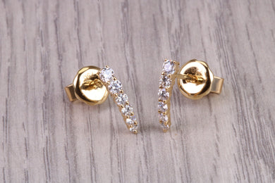 Half Hoop Earrings, Made from 18ct Yellow Gold set with top grade Natural Diamonds