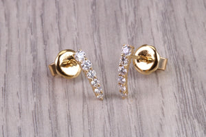 Half Hoop Earrings, Made from 18ct Yellow Gold set with top grade Natural Diamonds