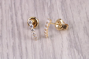 Half Hoop Earrings, Made from 18ct Yellow Gold set with top grade Natural Diamonds