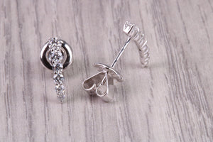 Half Hoop Earrings, Made from 18ct White Gold set with top grade Natural Diamonds