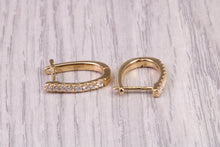 Load image into Gallery viewer, Oval Diamond set Dressy 18ct Yellow Gold Hoop Earrings