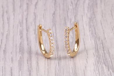 Oval Diamond set Dressy 18ct Yellow Gold Hoop Earrings