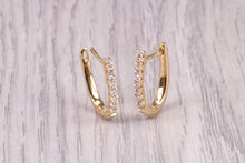 Load image into Gallery viewer, Oval Diamond set Dressy 18ct Yellow Gold Hoop Earrings