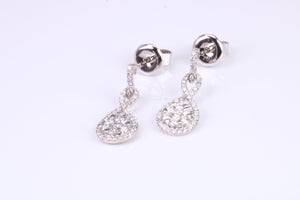 20 MM Long Very Dressy Diamond set 18ct White Gold Dropper Earrings
