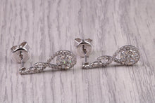 Load image into Gallery viewer, 20 MM Long Very Dressy Diamond set 18ct White Gold Dropper Earrings