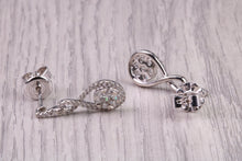 Load image into Gallery viewer, 20 MM Long Very Dressy Diamond set 18ct White Gold Dropper Earrings