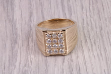 Load image into Gallery viewer, Half carat set Chunky and Very Dressy Gents Natural Diamond set Signet Ring, Made From Solid Yellow Gold, British Hallmarked