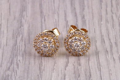 Half carat Diamond Cluster set 18ct Yellow Gold Stud Earrings