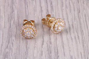 Half carat Diamond Cluster set 18ct Yellow Gold Stud Earrings