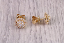 Load image into Gallery viewer, Half carat Diamond Cluster set 18ct Yellow Gold Stud Earrings