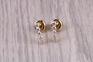 Half Hoop Earrings, Made from 18ct Yellow Gold set with top grade Natural Diamonds
