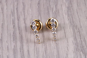 Half Hoop Earrings, Made from 18ct Yellow Gold set with top grade Natural Diamonds