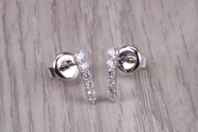 Half Hoop Earrings, Made from 18ct White Gold set with top grade Natural Diamonds