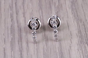 Half Hoop Earrings, Made from 18ct White Gold set with top grade Natural Diamonds