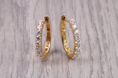 Diamond set Dressy 18ct Yellow Gold Hoop Earrings