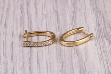 Load image into Gallery viewer, Oval Diamond set Dressy 18ct Yellow Gold Hoop Earrings